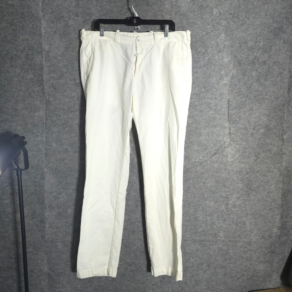 Polo Ralph Lauren GI Fit Pant Mens 36x34 White Pima Cotton Button Fly Straight